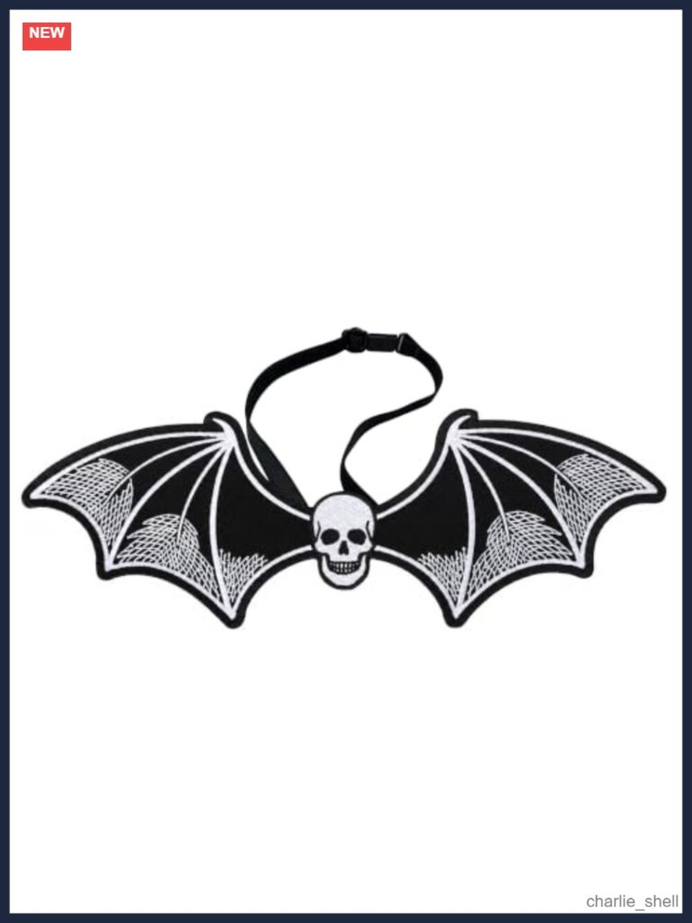 Embroidered Gothic Bat Bow Tie w/ Strip for Vampire Cosplay